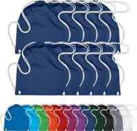 10er PACK Baumwoll Turnbeutel Sportbeutel Zuziehbeutel Sack Schuhbeutel Rucksack Gym Sack, in Farbe: Navy