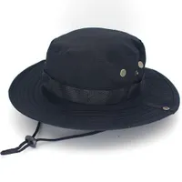 Buschhut mit Druckknopf und Kinnband Safarihut Sonnenhut Tropenhut UV Schutz Kappe,Schwarz