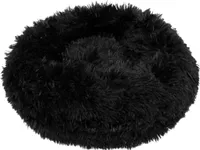Plüsch Hundebett Katzenbett Hundekissen Hundekorb Schlafplatz Ø 70 cm - Schwarz