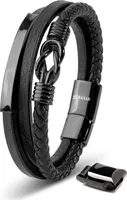 SERASAR | Leder Herrenarmband [Proud] mit Schwarz Stainless Steel | Farbe: Schwarz | Länge: 17cm
