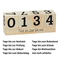 Holz Countdown Würfel natur 8 Texte Holzwürfel Würfelkalender Dauerkalender