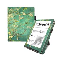 Case2go - Hülle kompatibel mit Pocketbook Inkpad 4 - Kunstleder klapphülle - Mit AutoWake-Funktion - Weiße Blüte
