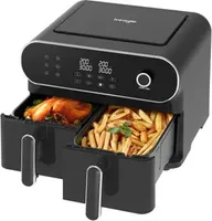 iceagle Heißluftfritteuse 2 Kammern Airfryer11001 XXL 11L - 1700 W Hot air fryer mit 2 Fächer, Dual Zone Heißluftfritteuse, 6 Kochfunktion, Touchscree