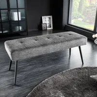riess-ambiente Design Sitzbank BOUTIQUE 100cm grau Strukturstoff schwarze Metallbeine Polsterbank Bank