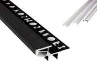 T-40 20° LED Alu Fliesenprofil Treppenprofil Stufen 12mm schwarz 2m milky