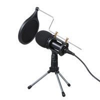 Kabelgebundenes Kondensatormikrofon Audio 3,5 mm Studio-Mikrofon Gesangsaufnahme KTV-Karaoke-Mikrofon mit Staender fuer PC-Telefon