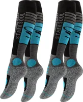Stark Soul® Ski & Snowboard Socken 2 Paar, mit Spezialpolsterung 39-42 Schwarz/Grau/Tuerkis