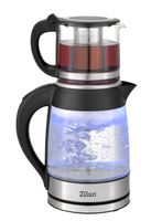 Zilan Teekocher 2200 Watt | Semaver | Caydanlink | Glas Wasserkocher | 100% BPA-Frei | Blaue LED Beleuchtung | Kalkfilter | 1,8 Liter Wasserkocher / 0,8 Liter Teekocher |