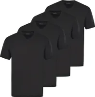 hajo Herren T-Shirt, 4er Pack - Basic, Kurzarm, V-Ausschnitt, Baumwolle, uni Schwarz L