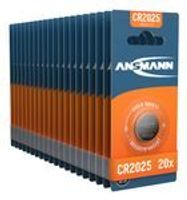 ANSMANN 20x CR2025 Batterie Lithium Knopfzelle 3V für TAN-Gerät, Uhren, etc.