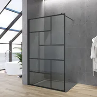 Duschwand Glas 120 x 200 cm walk in Dusche Duschglas Duschabtrennung Glaswand Duschtrennwand Profilfarbe Schwarz matt 8 mm Sicherheitsglas mit Nano Beschichtung mit Verstellbereich inkl. Stabilisator