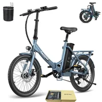 E-Bike klapprad Rostfreie Aluminiumlegierung bis zu 150 - 190 km Pannensichere Reifen 20 zoll Wasserdicht IPX4 mit 7 Gang, Blau