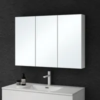 doporro Spiegelschrank Wandspiegel mit Spiegeltüren Wandschrank 100x15x70cm Hängeschrank für Badezimmer Weiß matt Spiegelschrank02