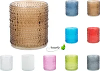 Teelichtgläser 7x8 cm, Set 4 Stück, Farbauswahl:rosa 148