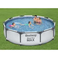 Bestway® Steel Pro MAX™ Frame Pool Set mit Filterpumpe Ø 305 x 76 cm, lichtgrau, rund