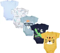 TupTam Baby Jungen Kurzarm Wickelbody Baumwolle Body 5er Set , Farbe: Farbenmix 8, Größe: 68