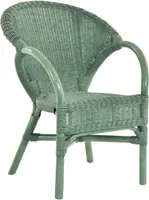 KRINES HOME Stapelbarer Rattansessel Rattan Sessel Lounge Rattanstuhl mit Armlehne Clubsessel Wintergartensessel (Grün)