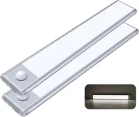 winterbeauy 2Stk Kabelloses LED Unterbauleuchte, Schrankleuchte mit Bewegungssensor, Magnetische Lichtleiste Schranklicht mit USB Ladefunktion, 20cm(weiß)