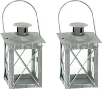 Laterne Metall Windlicht Grau Vintage Shabby-Chic Teelicht Set 3er H11cm