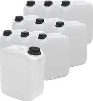 plasteo® 10 x 5 Liter Kanister Wasserkanister Campingkanister Lebensmittelecht BPA frei Gastronomie Gewerbe Camping Wohnwagen Indoor Outdoor