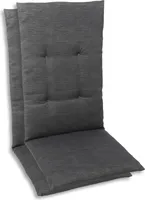 GO-DE Textil, Sesselauflage Mittellehner, 2er Set, Farbe: grau, Maße: 108 cm x 48 cm x 5 cm, Rueckenhoehe: 60 cm