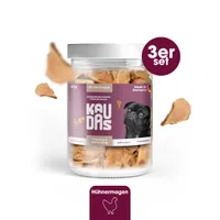 KAUDAS Hundesnack HühnermagenPur -3× 60g gefriergetrocknetes Huhn - 300g Rohgewicht