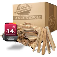 Woodlogger 25 KG Anzündholz I trockenes Anfeuerholz I Premium Anmachholz I ofenfertiges Brennholz I Holz für Kaminofen, Lagerfeuer, Feuerschalen, Ofen