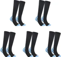 5 Paar Kompressionssocken für Frauen, farbige Stützsocken, Sportkompressionssocken, Kniestützsocken, Reisesocken, S/M  blau