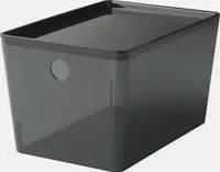 KUGGIS Box Ikea mit Deckel, transparent schwarz, 18x26x15 cm