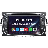 Eunavi 2 Din Android 10 Auto-DVD-Radio-Player für Ford Focus 2 Mondeo S-MAX C-MAX Galaxy Multimedia-Player Video Audio PX6 4G 64G GPS-Navigation