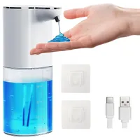 Seifenspender Automatisch, 400ml Seifenspender No Touch Schaumseifenspender mit Sensor, 4 Stufen Einstellbar, Tisch-/Wandmontage, Weiß