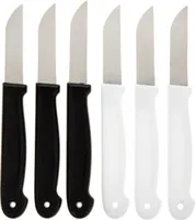 SIDCO Küchenmesser 6 x Gemüsemesser Obstmesser Schälmesser Haushaltsmesser schwarz weiß