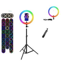 Selfie-Ringlicht, dimmbare RGB-Beleuchtung, Handy-Clip-Ständer, 11 RGB