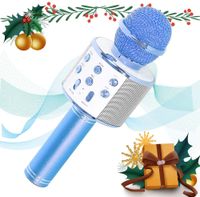 Bluetooth Karaoke Mikrofon, Drahtlose Karaoke Mikrofon Player mit Aufnahme, Tragbare Mikrofon mit Lautsprecher für Erwachsene und Kinder (Blau)