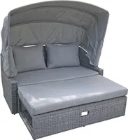 Garden Pleasure funkční pohovka MONTE CARLO, polyratan tmavě šedá / polštáře 100 % polyester šedý