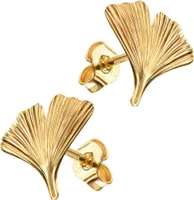 Ginkgo Ohrstecker Gold Ohrringe Gold 750 Gelbgold 18 Karat / 18K Ohrschmuck für Damen
