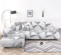 Elastisch Sofabezug Ecksofa L Form Sofahusse Sofa Überwurf Sofaüberwurf Couch Bezug, für Ecksofa (2-Sitzer+3-Sitzer),Weiß Grau Gitter