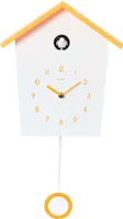 Cuco Clock Kuckucksuhr LANDHAUS 46,5 × 27 × 7,8cm, Pendeluhr Wanduhr, Moderne Schwarzwalduhr, Pendeluhr mit Nachtruhefunktion, Vogelgezwitscher, Vogelstimme