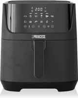 Princess Digitale Heißluftfritteuse – 6,5 L – mit herausnehmbarer Trennwand – 60 Prozent weniger Energieverbrauch – Digitaler Touchscreen – 12 Programme – Ohne Öl – Schwarz – 182061