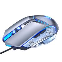 Wired Maus ergonomisch 7-Farben-Hintergrundbeleuchtung Luminöser Anti-Rutsch-Schnellreaktion DPI Einstellbar 7 Tasten Computer Wired Gaming Maus für Laptop-Grau