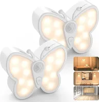 2 Stück Nachtlicht mit Bewegungssensor, LED-Nachtlichter, dimmbar mit 3 Farbmodi, USB wiederaufladbare Nachtlampe für Flur, Treppe, Kinderzimmer