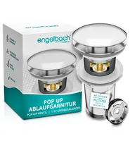 Engelbach Pop Up Ablaufgarnitur Waschbecken mit Überlauf Chrome