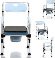 Fiqops Toilettenstuhl Höhenverstellbar Nachtstuhl Toilettenhilfe Antirutschenden WC-Stuhl mit Armlehne bis 160 kg