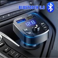 Bluetooth FM vysílač do auta, Adaptér bezdrátového rádiového přijímače do auta s modrým okolním světlem,duální USB nabíječka 5V/3,1A,SD karta,USB disk
