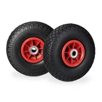 relaxdays Sackkarrenräder luftbereift schwarz, rot Vollgummi Felgen, Achse 2,0 cm