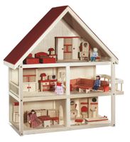 riesiges XL Puppenhaus Villa aus Holz Puppen 48x40x49,5cm Möbel 