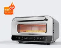 BOLKANI Elektrischer Pizzaofen mit Pizzastein & Pizzaschieber – 450°C für knusprige Steinofen-Pizza in 2 Minuten – 1700W, Timer Innenbeleuchtung.