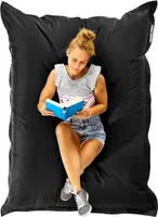 Green Bean Sitzsack "Square" XXL 140x180cm mit 380 Liter EPS Perlen - Riesensitzsack für Kinder & Erwachsene - Schwarz