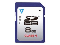 V7 SDHC Speicherkarte 8GB Class 4, 8 GB, SDHC, Klasse 4, 10 MB/s, 4 MB/s, Mehrfarbig