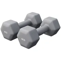 GORILLA SPORTS® Hanteln Set - Neopren, 2x4kg, Guss, Grau - Hexagon Kurzhanteln, Hantelset, Pilates Gewichte für Frauen, Männer, Fitness, Zuhause